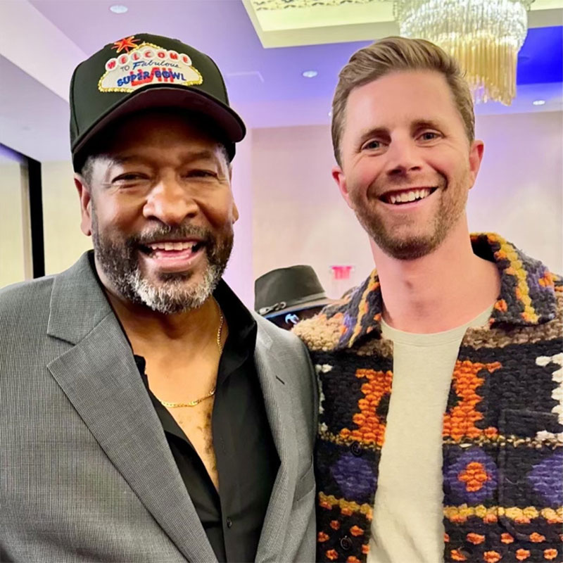 Sports Ambassadors and former NFL vets, Napoleon McCallum and Stephen Hauschka, pose for a quick pic before taking off to the NFLPA Super Bowl Party.